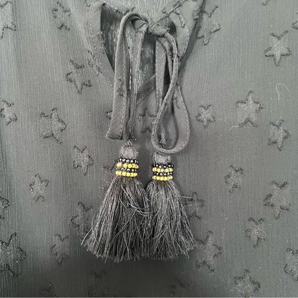 NWT TRIBAL JEANS Black Ruffle Blouse w/ Tassels Size XL - Picture 7 of 15